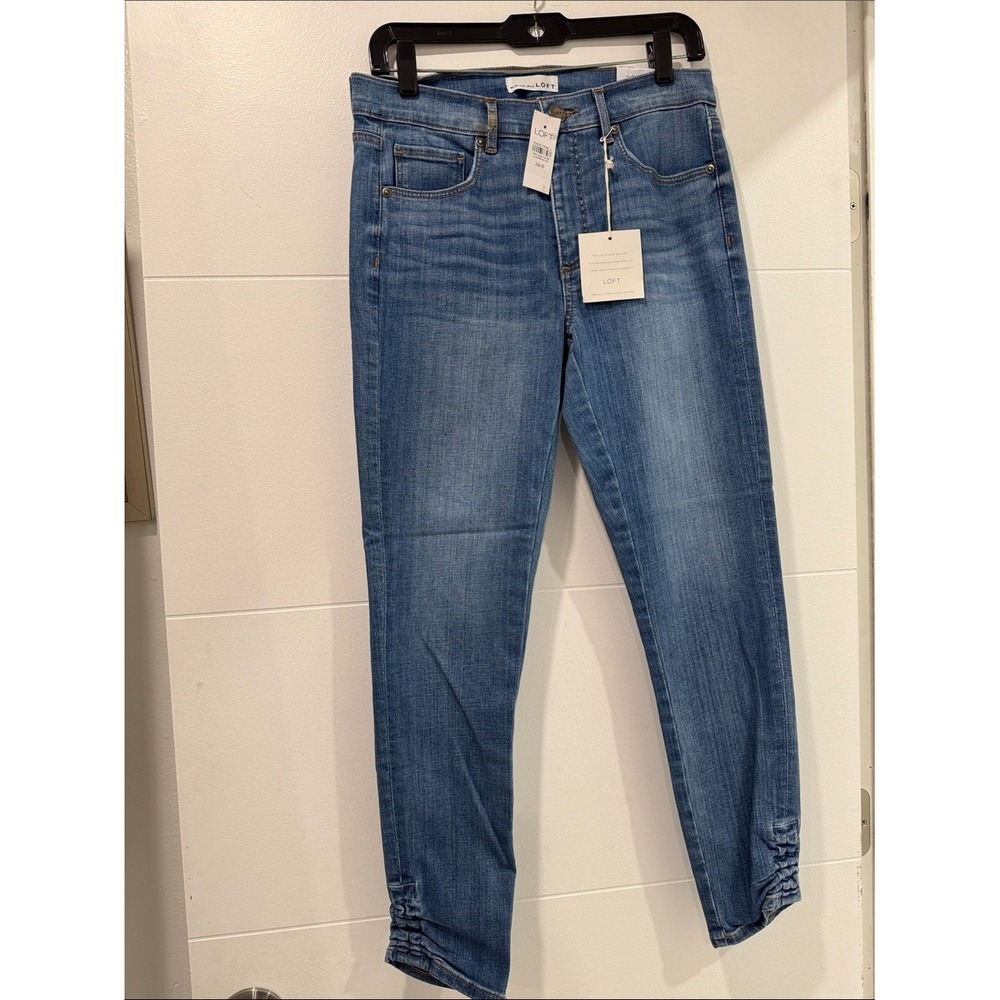 Loft Skinny Jeans Womens 6 Blue Excellent Ruched Ankle Sustainable Style